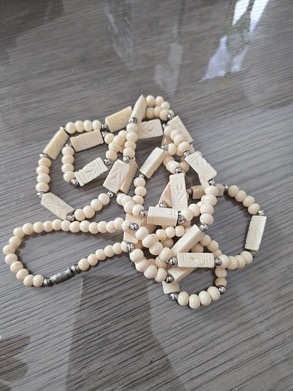 Ivory Carved Bead Necklace – Women Jewelry